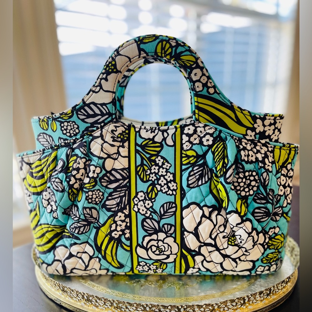 Vera Bradley Island Blooms Blue and Green Floral Satchel